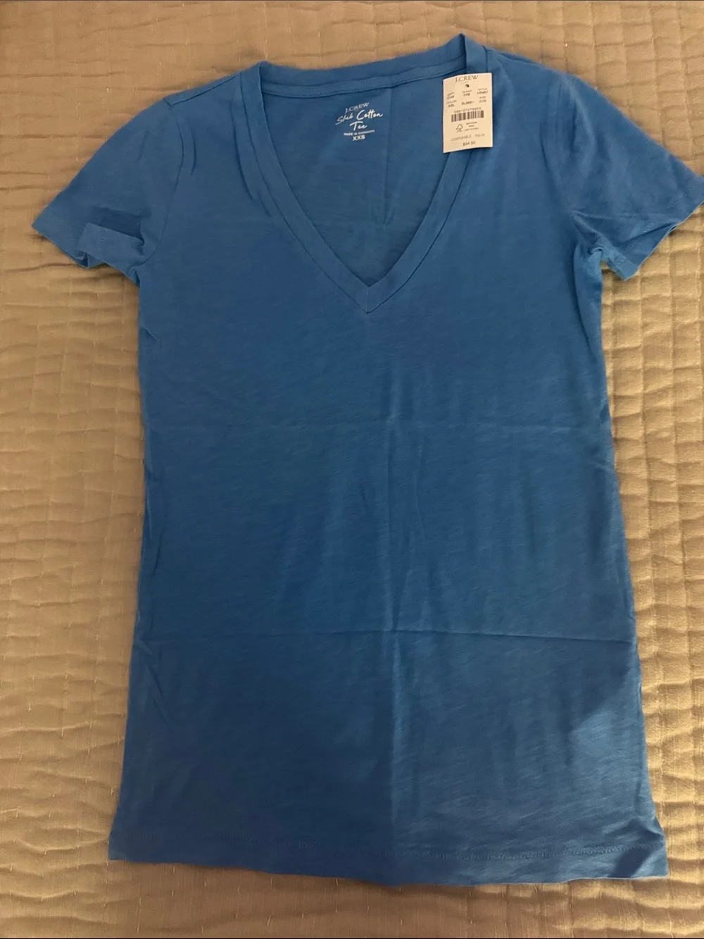 J. Crew Blue V-Neck Slim Short Sleeve Tee